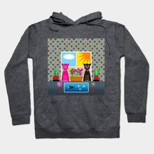 Folk Art Cats Hoodie